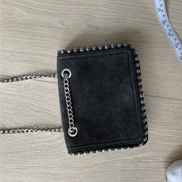 Zara Genuine Suede Studded Chain Crossbody/Shoulder Bag Black - Picture 9 of 10